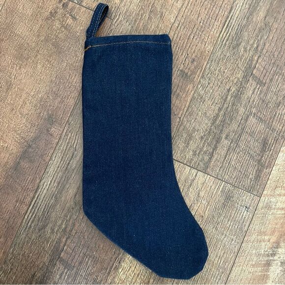 RARE Vintage 70s Levi’s Denim Jean Christmas Stocking Sock Indigo Blue USA - Picture 5 of 13